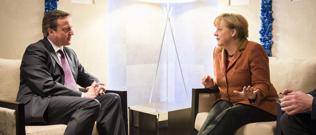 U.K. PM David Cameron with German Chancellor Angela Merkel